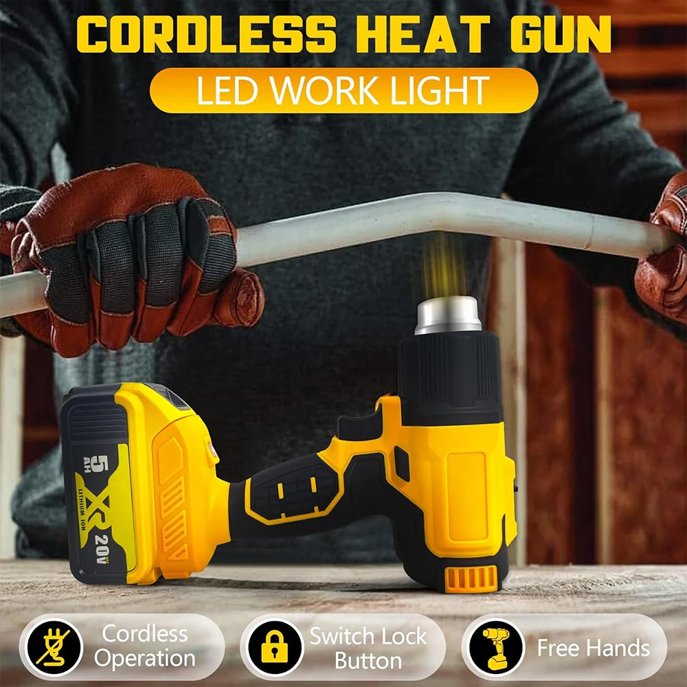 Cordless Heat Gun for Dewalt 18V Battery Hot Air Gun for Makita 18V/21V for Shrink Wrapping & Tube Bending (No Battery)