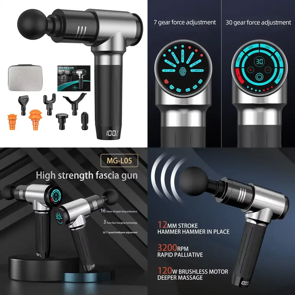 

2026 Portable Deep Muscle Massage with 30 Speed Levels Carbon Fiber Case Touch Screen and 6 Massage Heads for Body Use