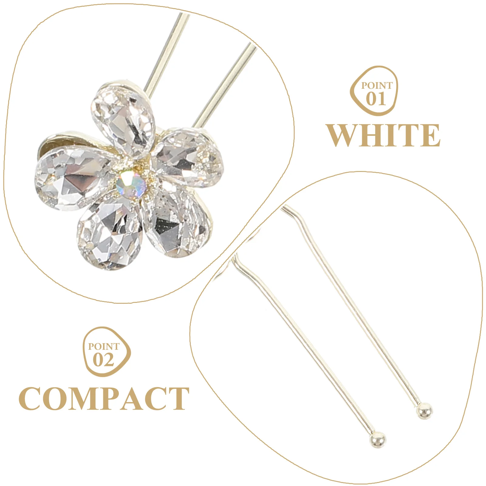 

4 pcs Rhinestone U Shaped Hairpin Bridal Wedding Floral Hair Pin Decorative Women Hair Accessories Metal Hairpin Formal