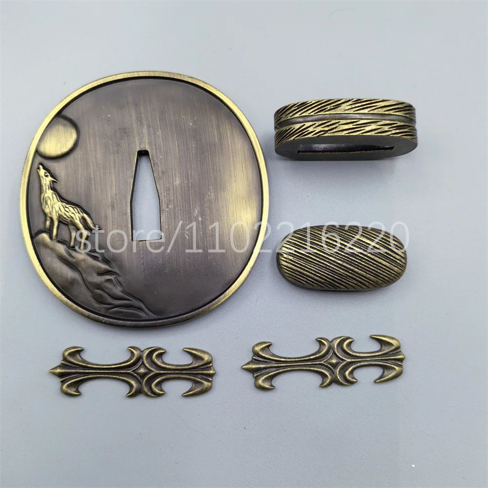 Amazing Wolf Tsuba Handguard Fuchi Kashira Menuki Alloy Material For Japan Real Japanese Samurai Katana Sword Fittings Part