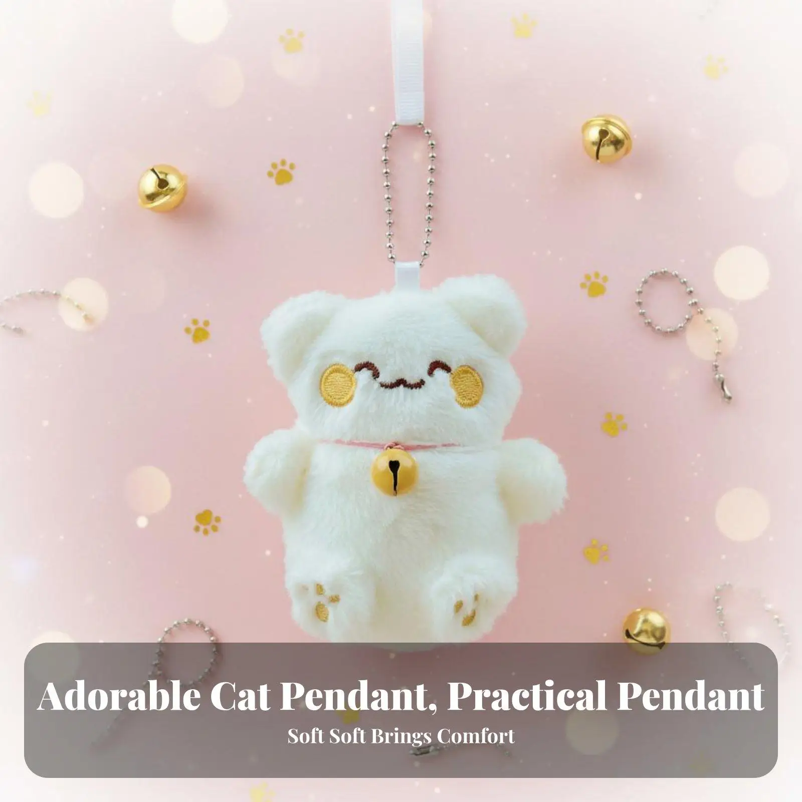 Cartoon Cat Soft Keychain Cute Adorable Design Soft Cat Keychain Great Gift Idea Stuffed Animal Key Holder for Students, Car