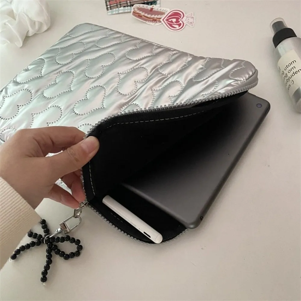 

Сумка для хранения планшета из искусственной кожи с жемчугом, большая вместительная сумка для хранения с пышным дизайном и бантом для любви, противоударная сумка для компьютера с бантом в форме сердца