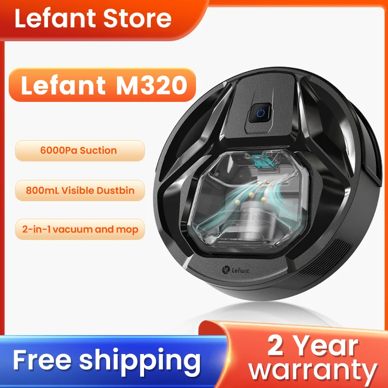 Lefant M320 Robot Vacuum Cleaner Visible Dustbin Environment Protect Powerful Suction App/Alexa/Google Control Mini for Pet Hair