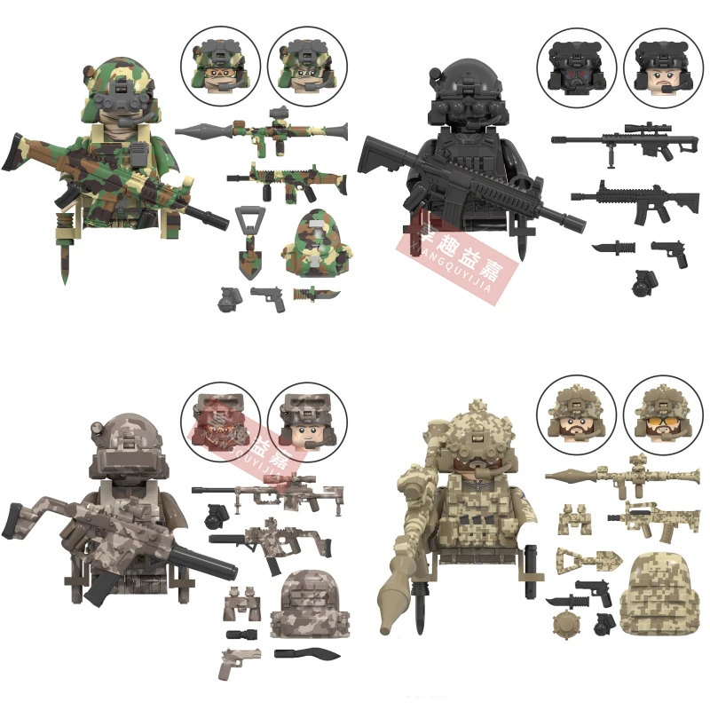 X0300 MOC Military Building Blocks Bricks Anime Mini Action Soldier Figures Diy Assembly Toys Kids Birthday Gifts WM2207 WM6147