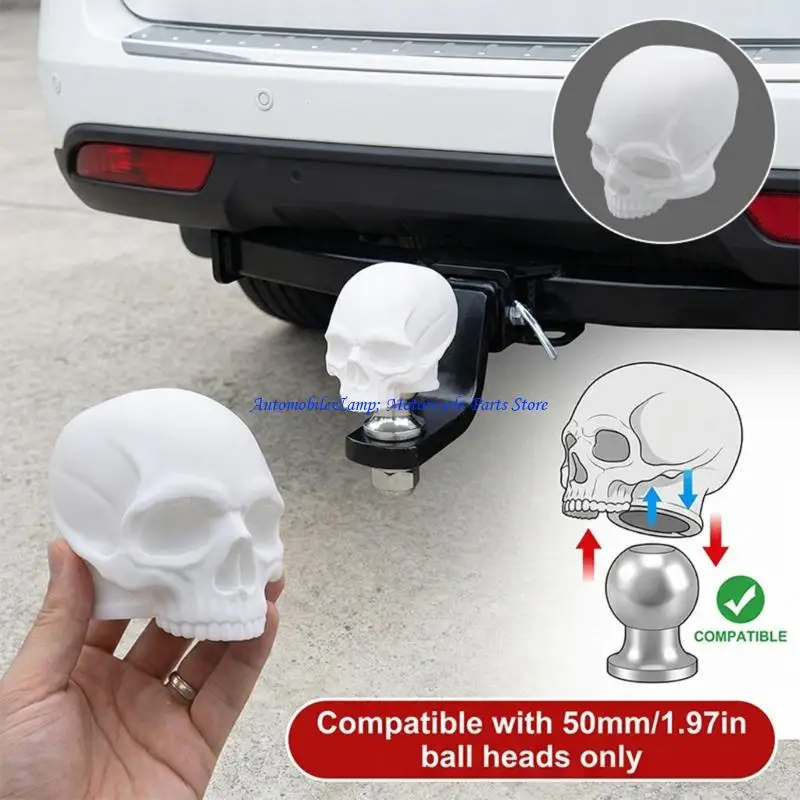 H7BD Trailer Ball Head Cover Skull Shaped Hitch Protector Soft Rubber Dustproof for 50mm Hitch Balls