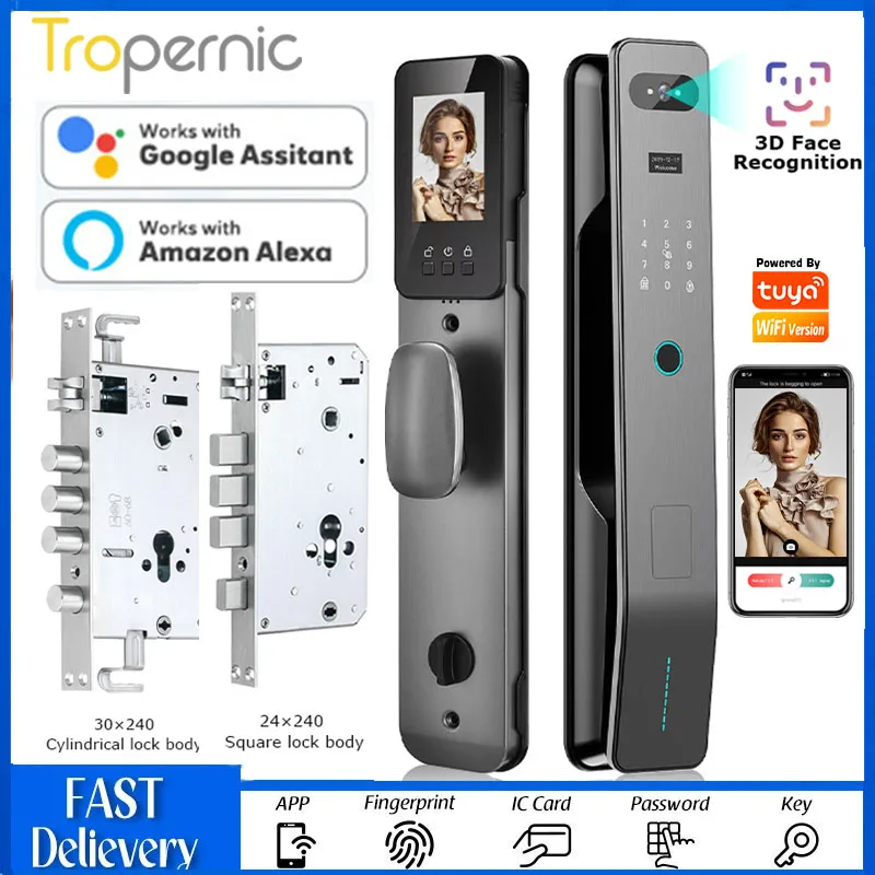 

3D Face Recognition Unlock Digital Door Lock With Camera FIngerprint Password Unlock Keyless Electronic Door Lock