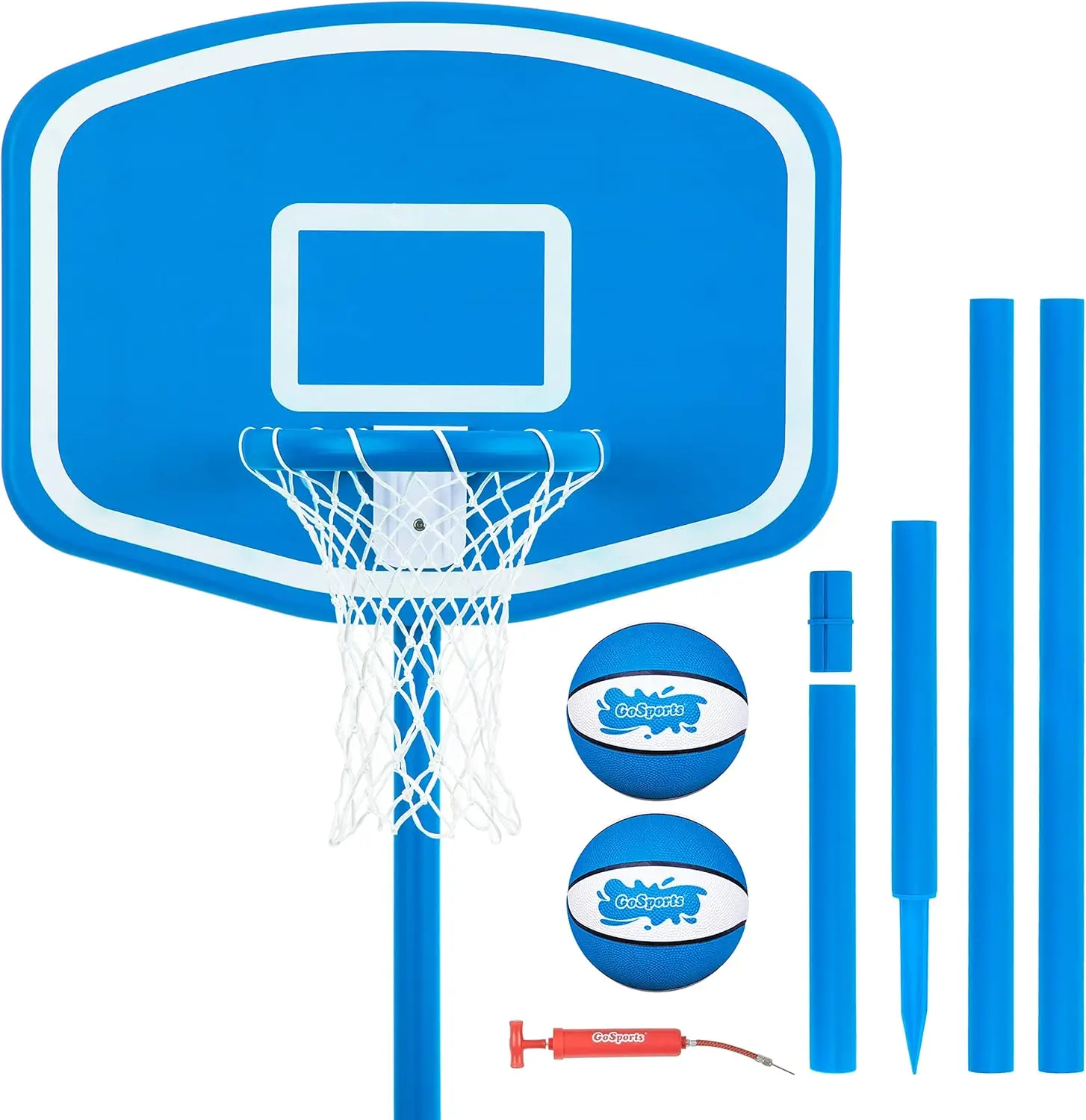 Basketballkorb-Set für Aufstellpools mit 2 Poolbasketbällen und Luftpumpe