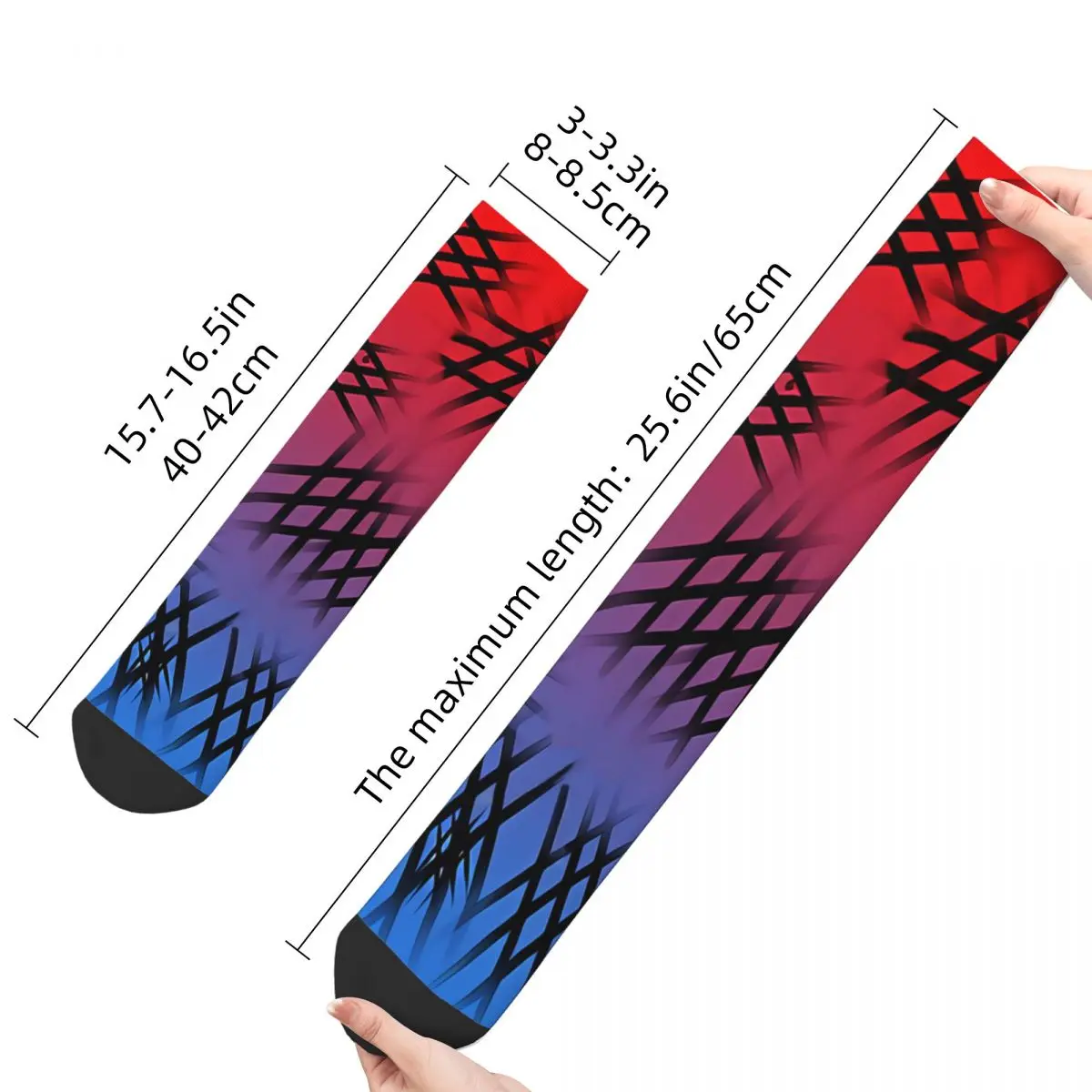 Happy Men's Socks Red And Blue Gradient Cross Pattern Vintage Cross Crucifixion Harajuku Casual Crew Sock Gift Pattern Printed