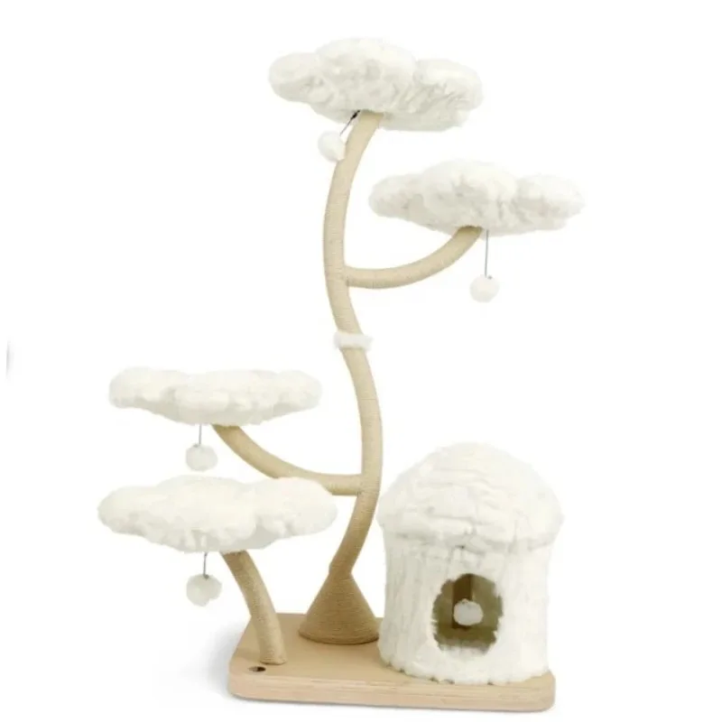 

Cat Climbing Tree Wooden Cat Tower Modern Pet Gift Luxury Pet Condo Flower Pet Tree Wood Floral Cat Tree Tower
