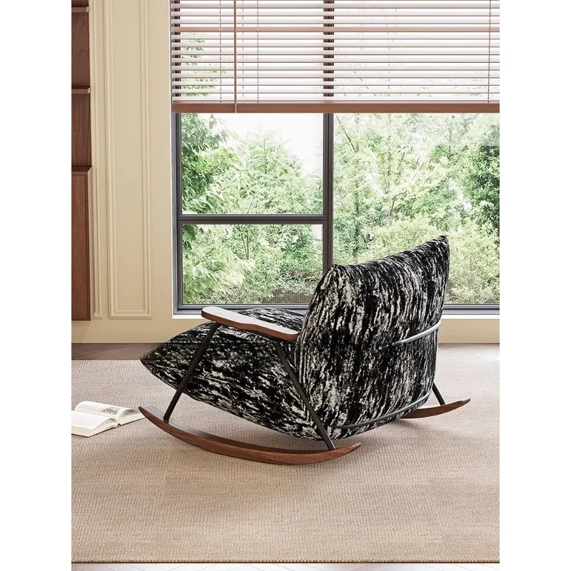 

Nordic Balcony Fabric Leisure Chair Medium Antique Modern Simple Home Retro Lazy Rocking Chair Single Sofa Chair