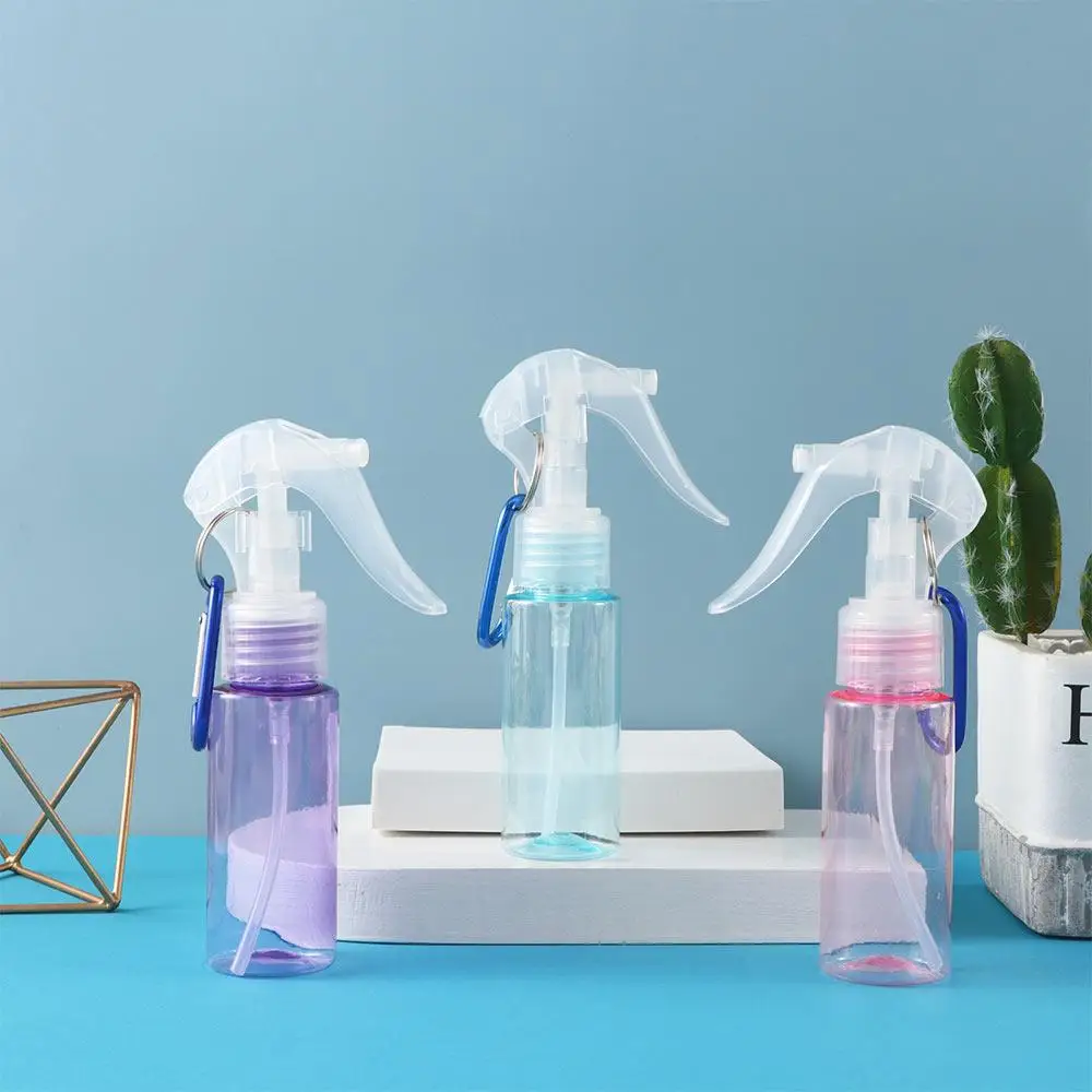 Contenitore riutilizzabile da viaggio Atomizzatore Trigger Bottiglie spray Moschettone Gancio Bottiglie riutilizzabili Flacone spray con portachiavi