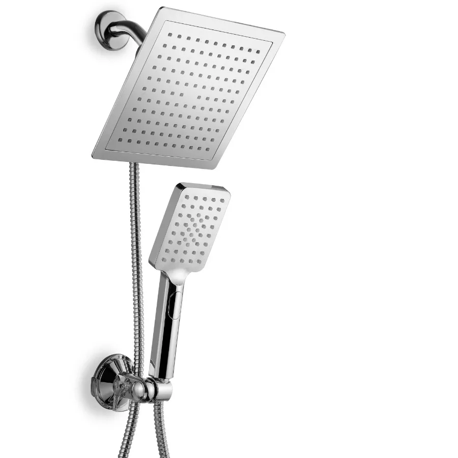 

DreamSpa Ultra-Luxury 9-Inch Square Rainfall Combo with Push-Control Handheld Shower and Low-Reach Wall Bracket Chrome