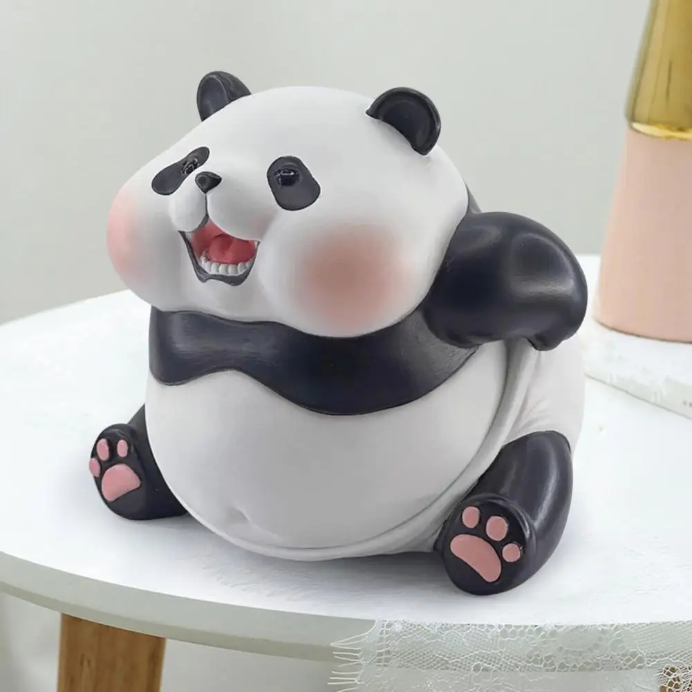 Charming Panda Figurine Chubby Panda Figurine for Office Desk Decor Room Resin Cartoon Pandas Ornament Sculpture Gift for Lovers