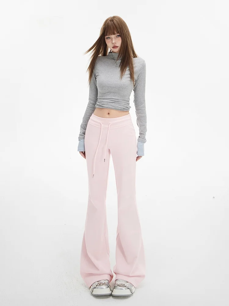 

Розовые брюки для йоги с микро-расклешенными штанинами и флисовой подкладкой, женские, облегающие, повседневные, спортивные, для отдыха, модные, со средней/низкой талией, эластичные