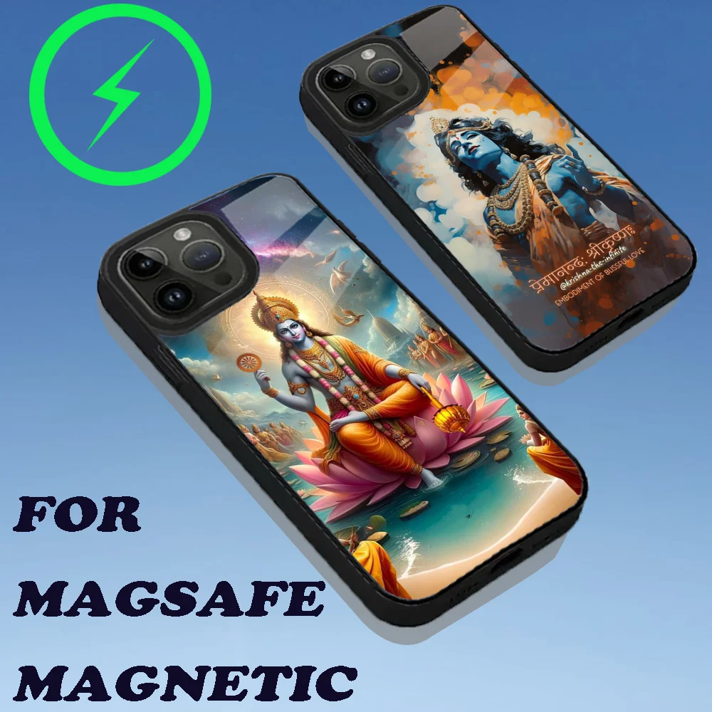 Vishnu Hare Krishna Phone Case For iPhone 15,14,13,12,11,Plus,Pro,Max Mini Magsafe Magnetic Wireless Charging