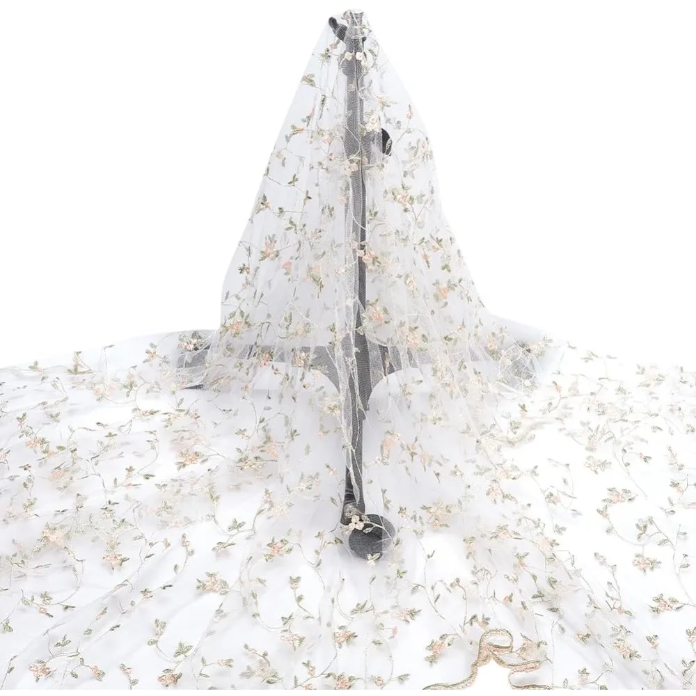 

Полиэстеровая сетчатая ткань для аксессуаров для одежды, цветочная, белая, 130x0,09 см