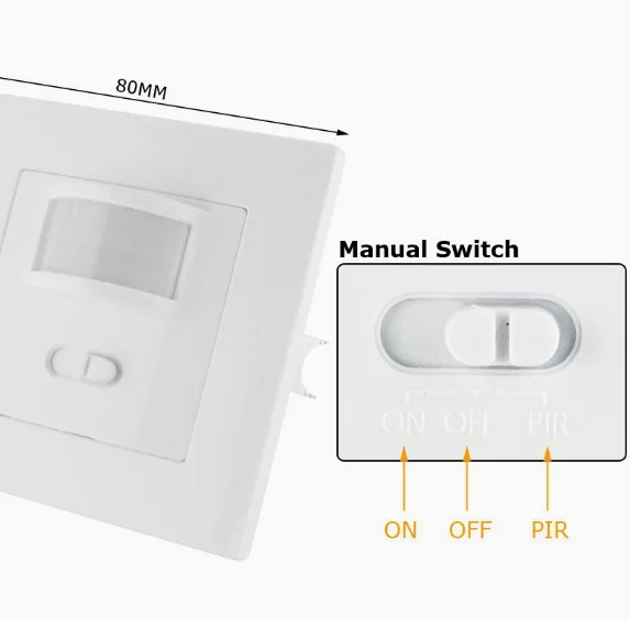 Wall mounted pir motion sensor  9m max induction distance 110-240V/AC infrared sensor  86-type switch