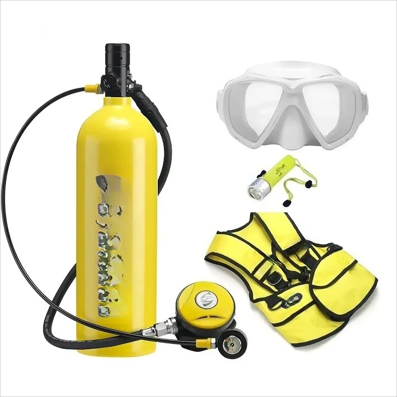 

2L Mini Scuba Diving Tank Support 35-40 Minutes Breath,Portable Scuba Diving Cylinder Snorkel Mask set,Refillable Scuba Tank