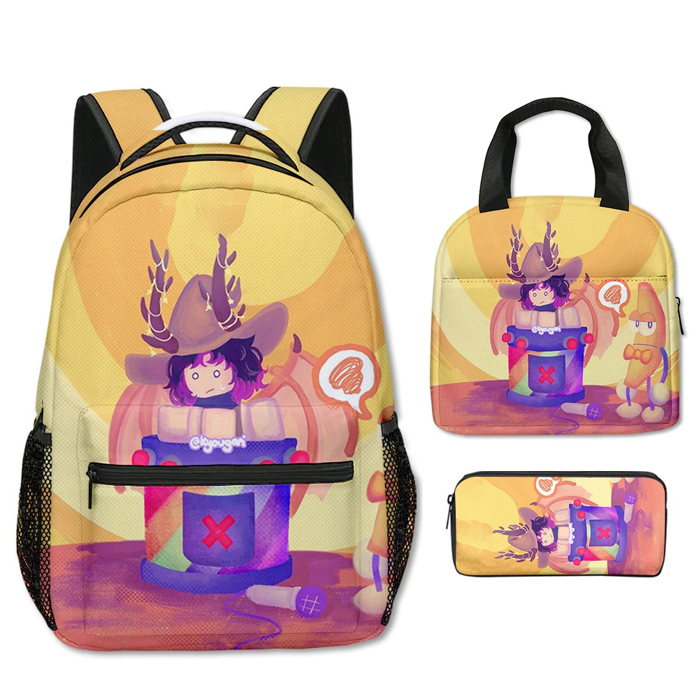 Youthful shovelware Brain Game 3D Print 3pcs/Set Student School Bags Laptop Daypack Backpack portable Lunch bag Pencil Case