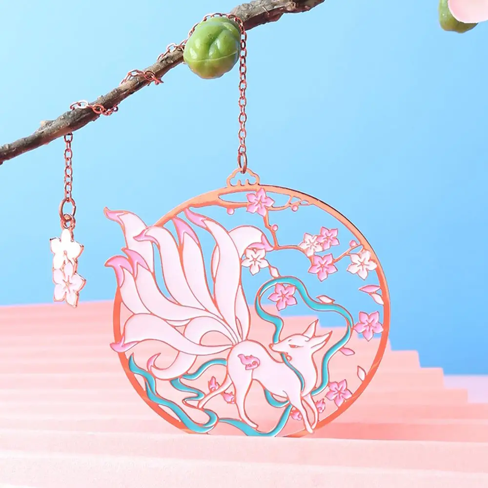 Stationery School Office Supplies Metal Peacock Pendant Tassel Brass Bookmark Pagination Mark Book Clip Group Fan Shape