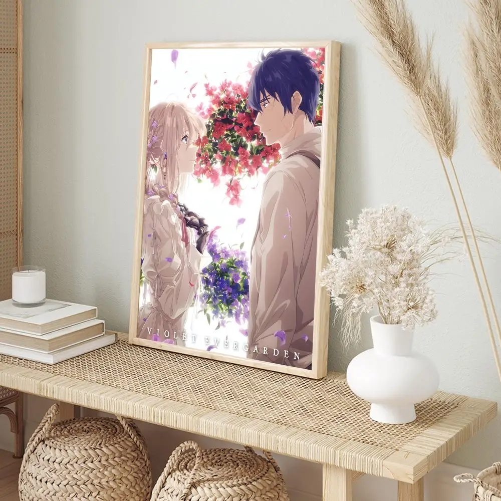 Violet Evergarden Poster Self-adhesive Art Poster Retro Kraft Paper Sticker DIY Room Bar Cafe Vintage Decorative Painting