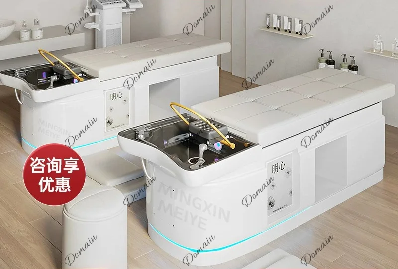 Premium fiberglass shampoo bed Beauty salon Barber shop special water circulation fumigation massage integrated bed