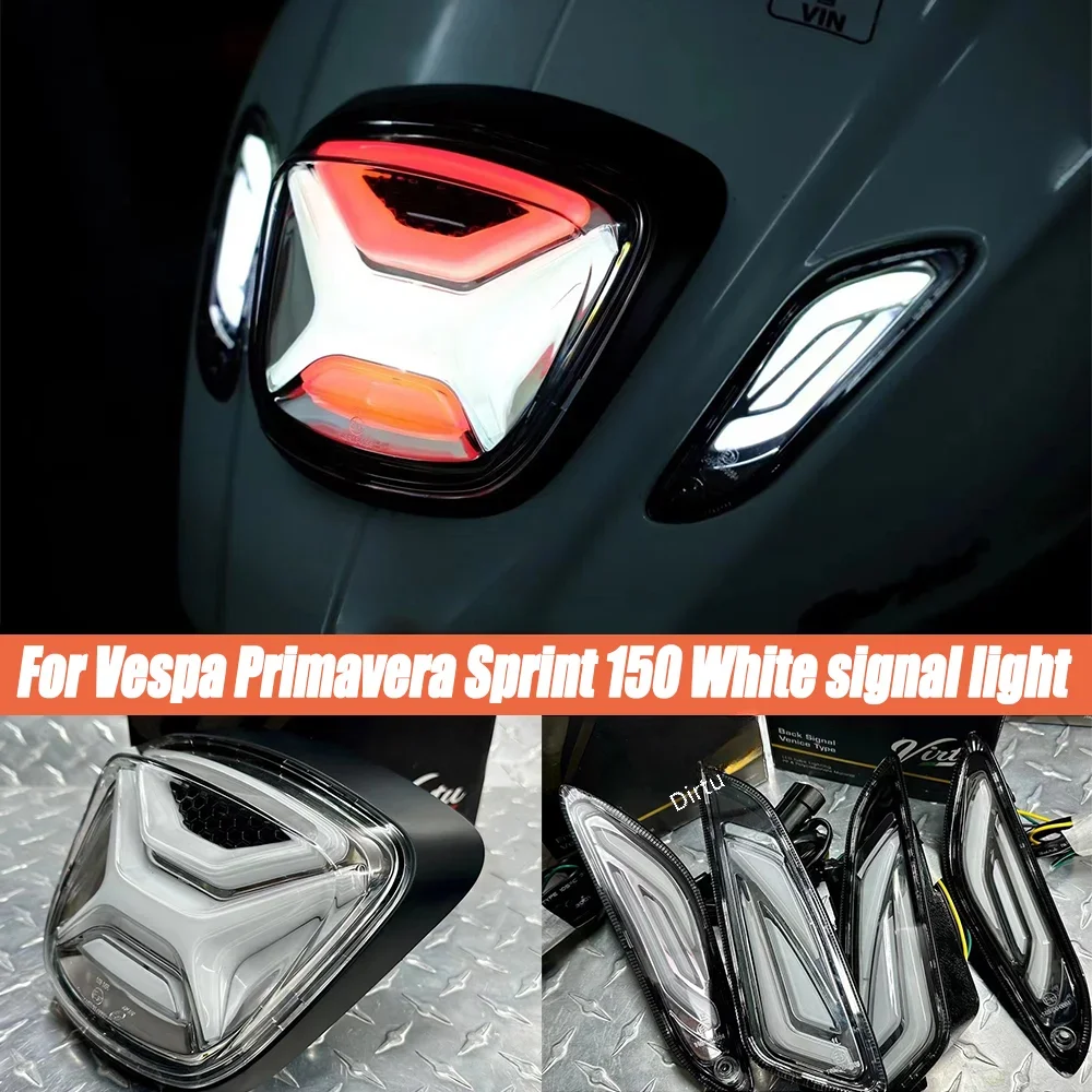 White LED Front and Rear Turn Signal Light, Flashing Taillight, Fit for Vespa Primavera Sprint 150, New