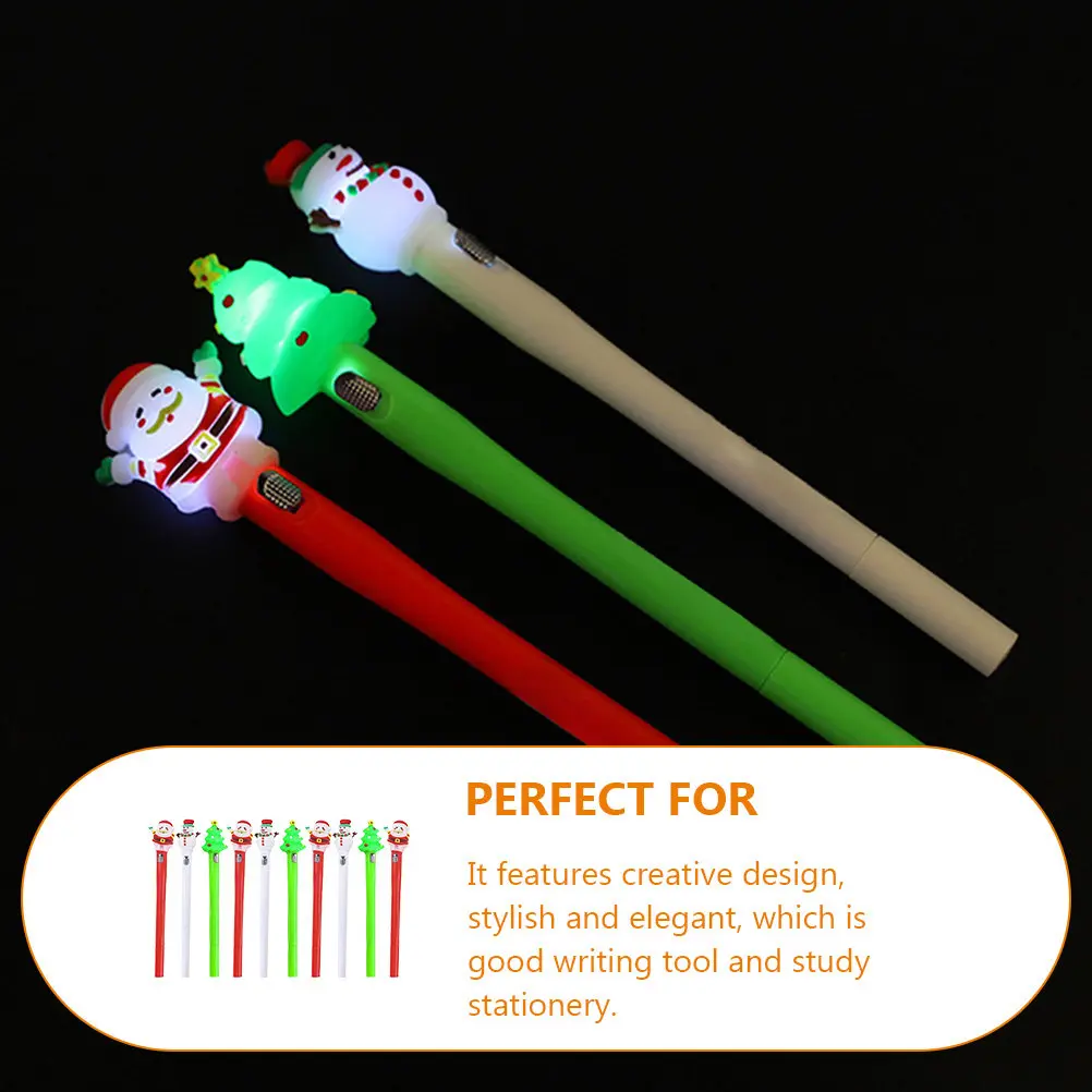 

10 шт. гелевых ручек с рождественской тематикой, милые мультяшные ручки с подсветкой, портативные подарки для студентов, канцелярские товары для офиса