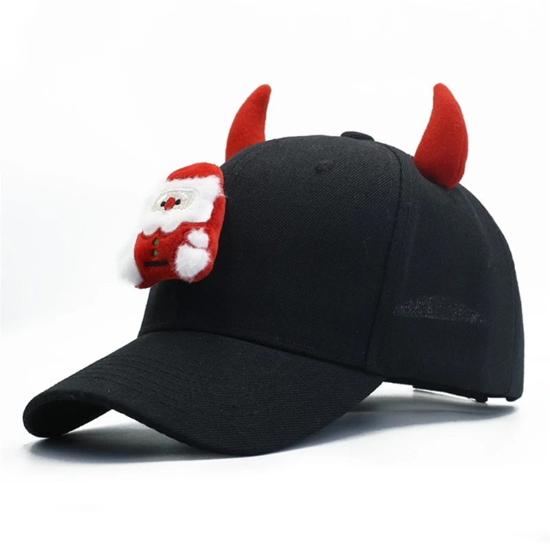 Popular Devil Horn Street Dance Baseball Hat for Men Women Christmas Theme Party Hat Hiphop Hat All Matching Headpiece