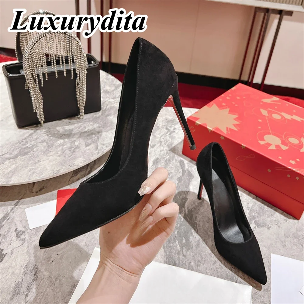 

Top Quality Womens High Heels 0-12cm Luxury Fashion Ladies Sandals Designer Classic Red Heel Real Leather sole Mules Shoes 2130