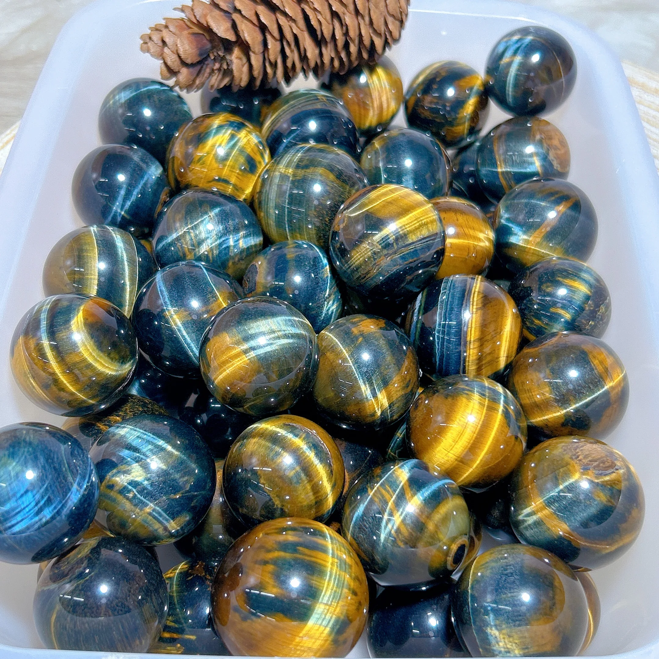 Healing Natural Crystals Blue Tiger Eye Flashy Sphere Ball Gemstones High Quality Mineral Energy Stone Reiki Home Decoration