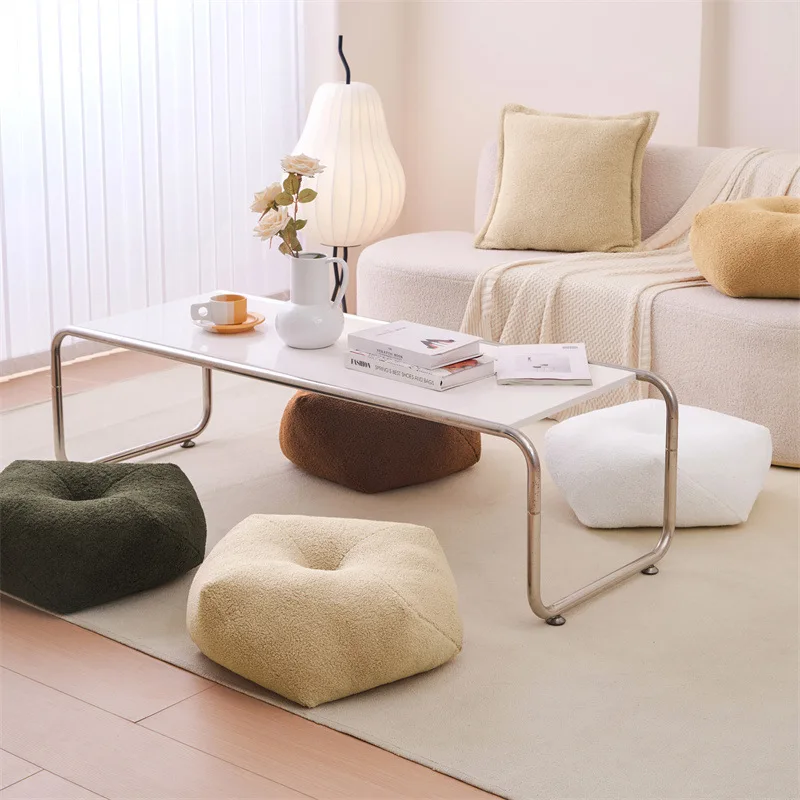 

Tatami Cushion Pouf Sofa Cushion Cover Living Room Pillowcase Beige Throw Pillow Cover Cozy Footrest Plush Decor