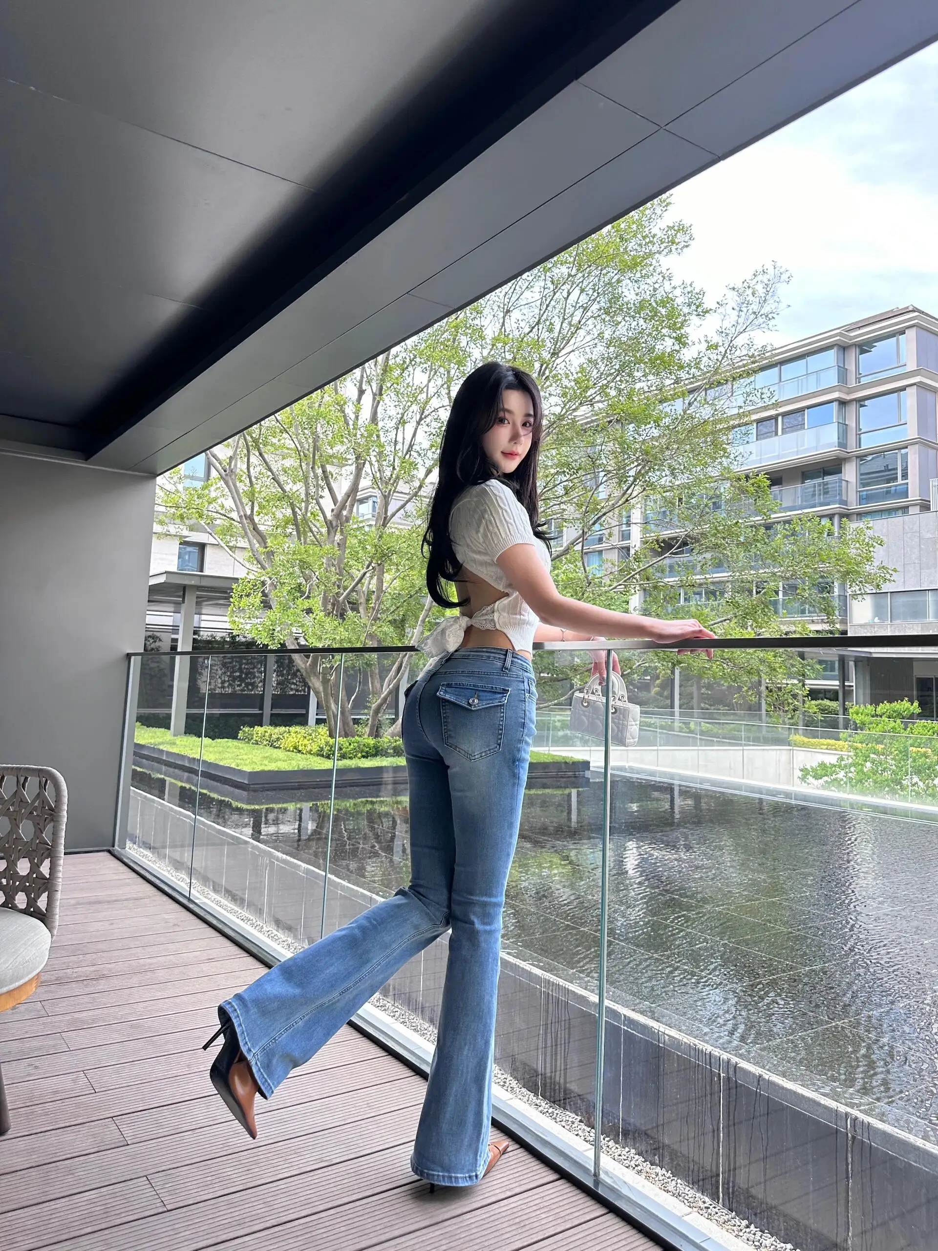 

Low Waist Flared Pants Women's Elastic Ultra Model plus Size Long Leg Slimming Versatile Light Blue Denim Casual Zipper Style
