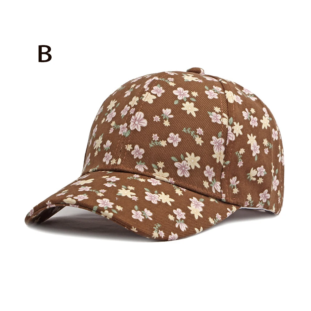 1 women\'s versatile flower printed baseball cap, spring and summer outdoor sun protection duckbill hat