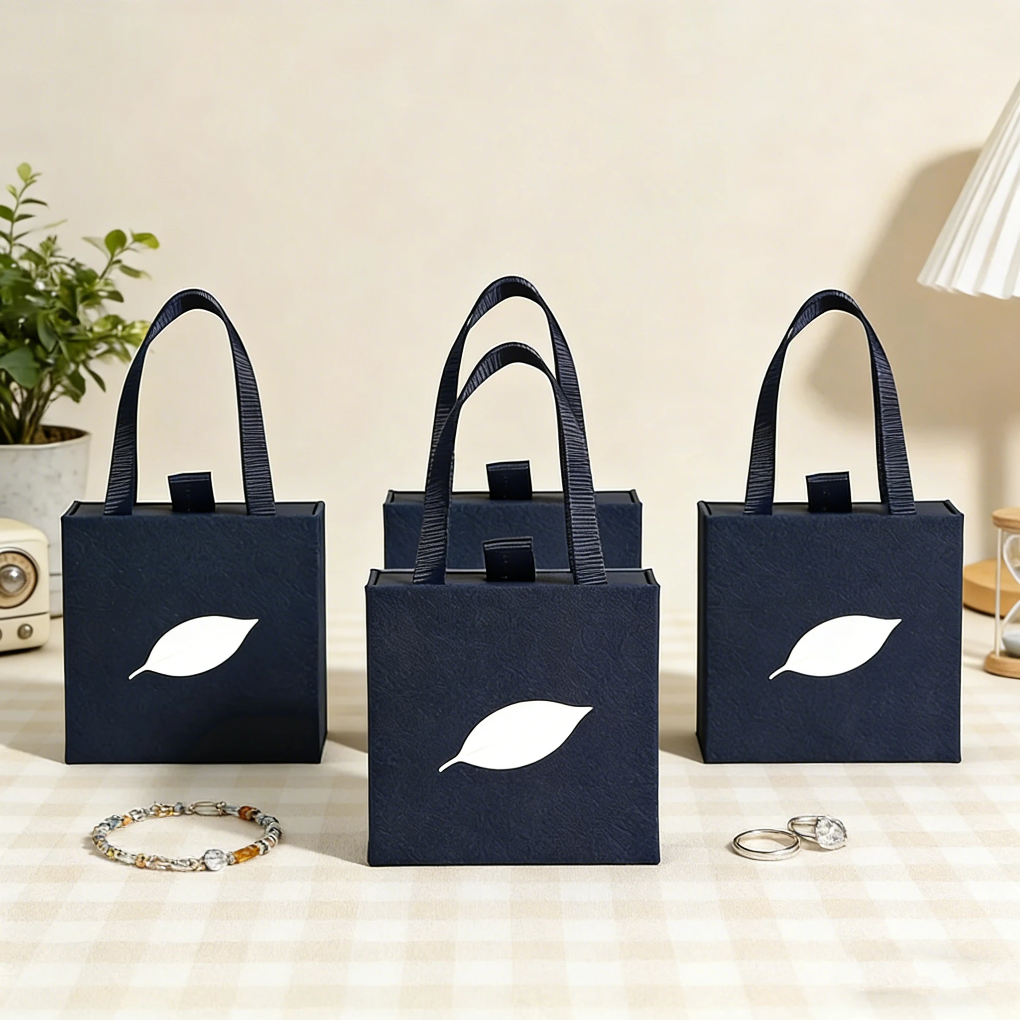 

Подарочная коробка для украшений с индивидуальным логотипом, синяя, с узором, выдвижная, для колец, ожерелий, серег, с ручкой