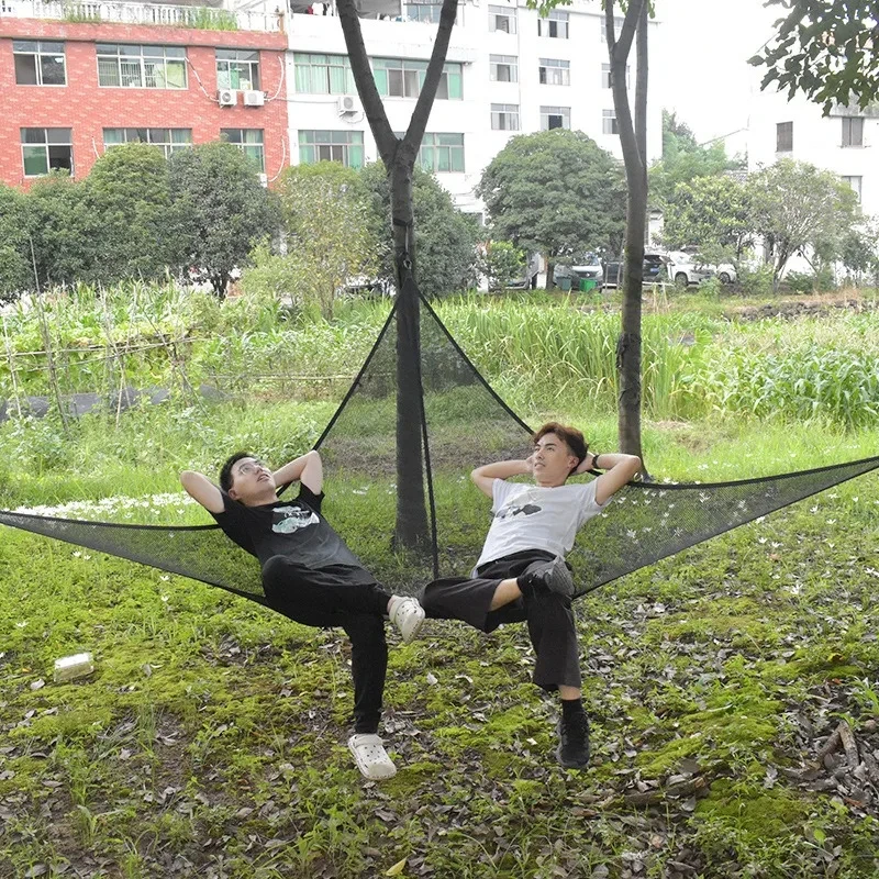 Summer Outdoor Camping Hammock Swing Portable Multi-Person Triangle Hammock Tent Black Hanging Hammocks Suspended Swing Chair