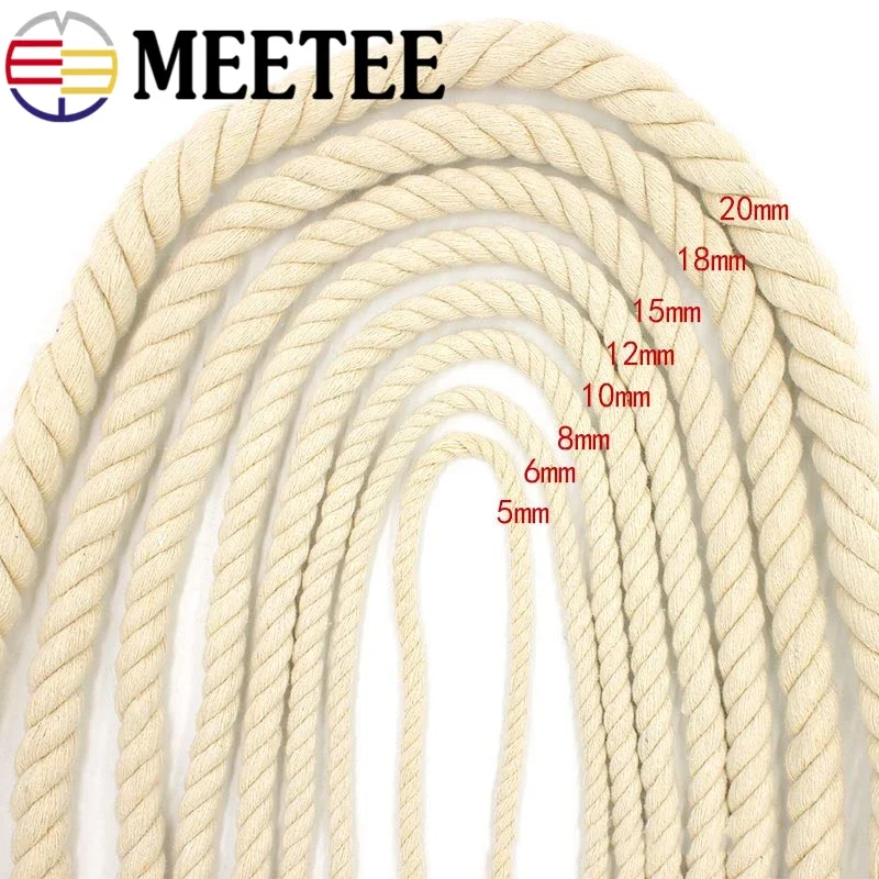 5/10 metrów Meetee 5-20mm beżowa lina z grubej liny do pasek torby akcesoria do dekoracji domu rękodzieła ręcznie robionych lin