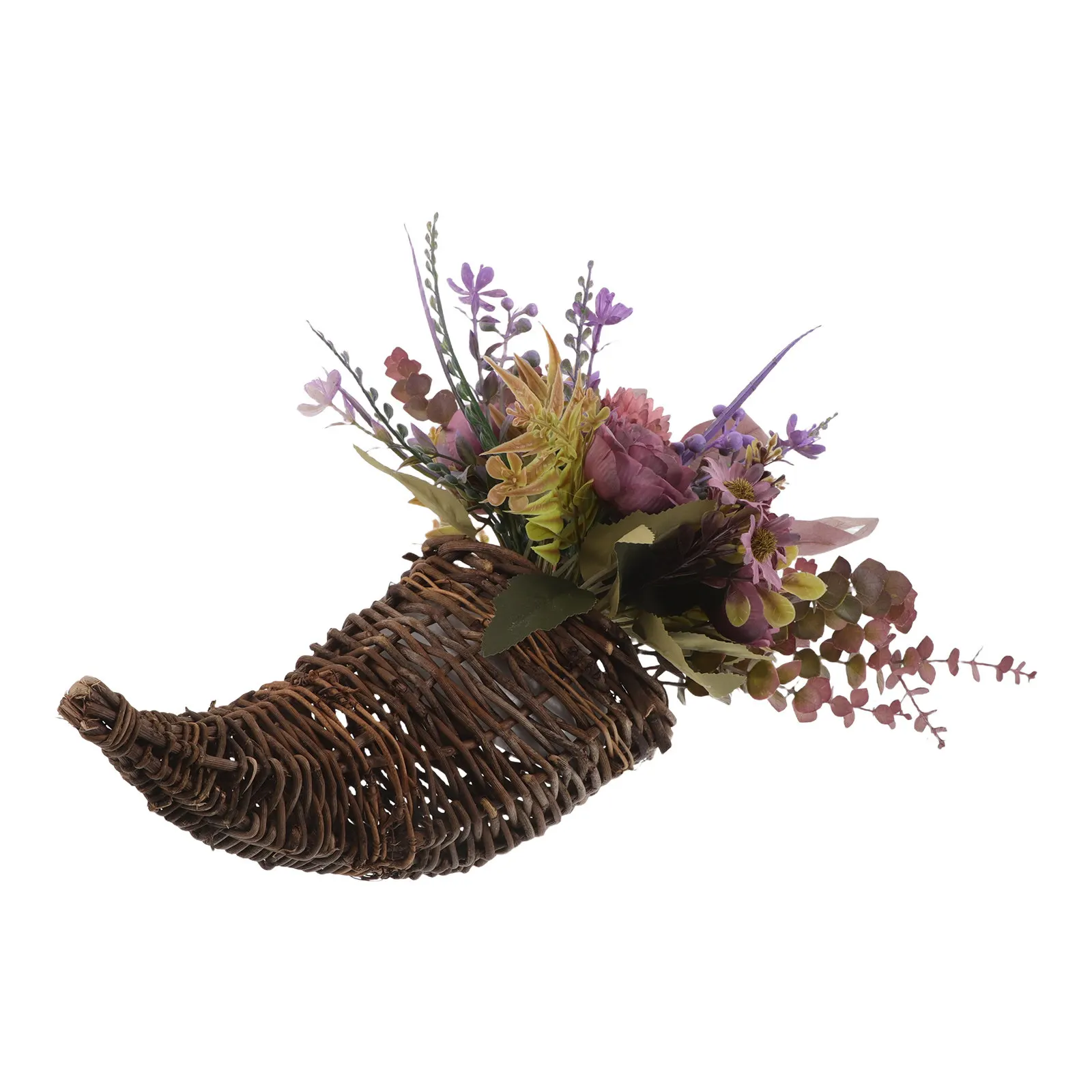 

Fall Thanksgiving Rustic Wall Hanging Artificial Peony Floral Wreath Basket Front Door Decoration Farmhouse Horn Autumn Home