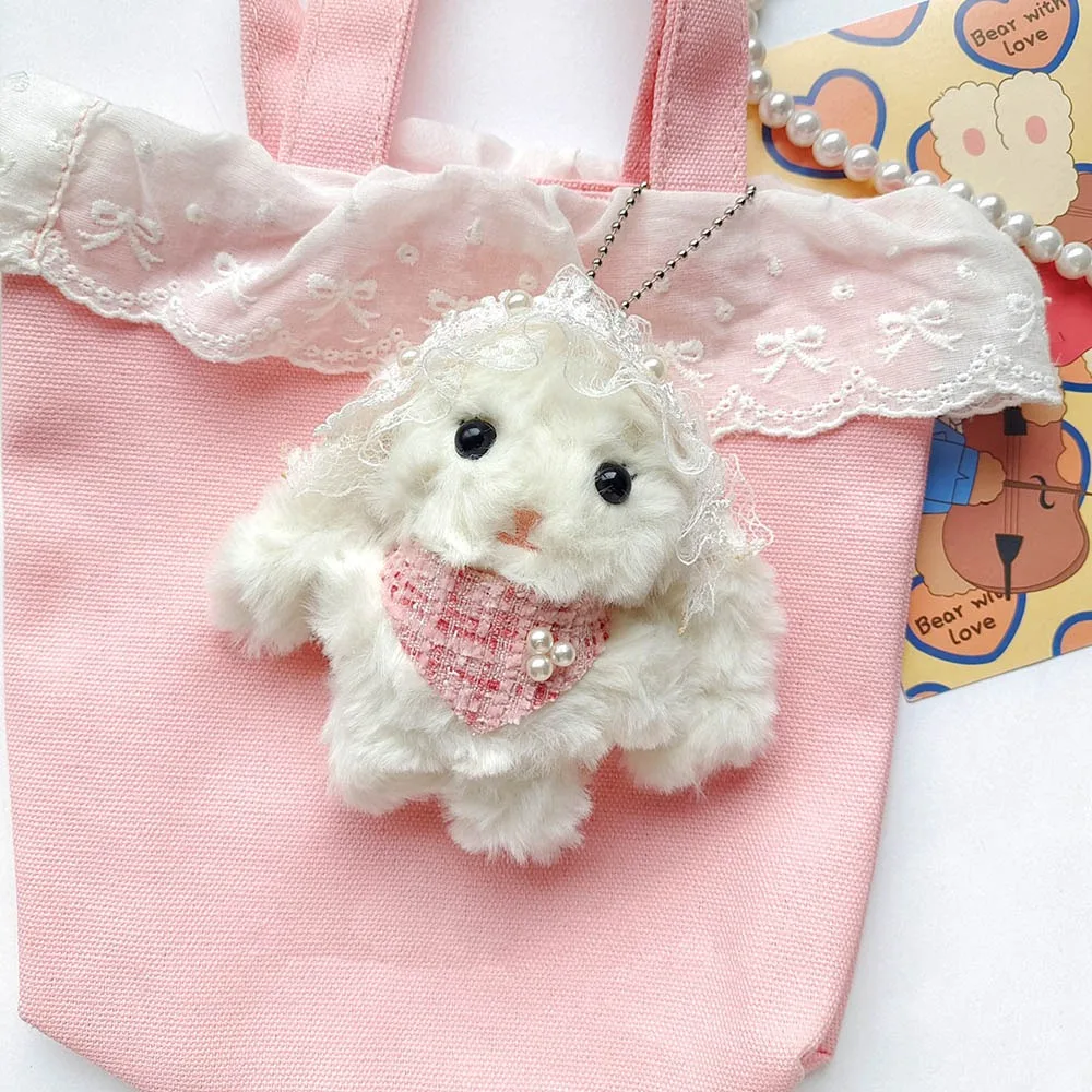 

New Cartoon Rabbit Plush Doll Key Chain Stuffed Bowknot Rabbit Bag Pendant Lolita Plush Key Ring