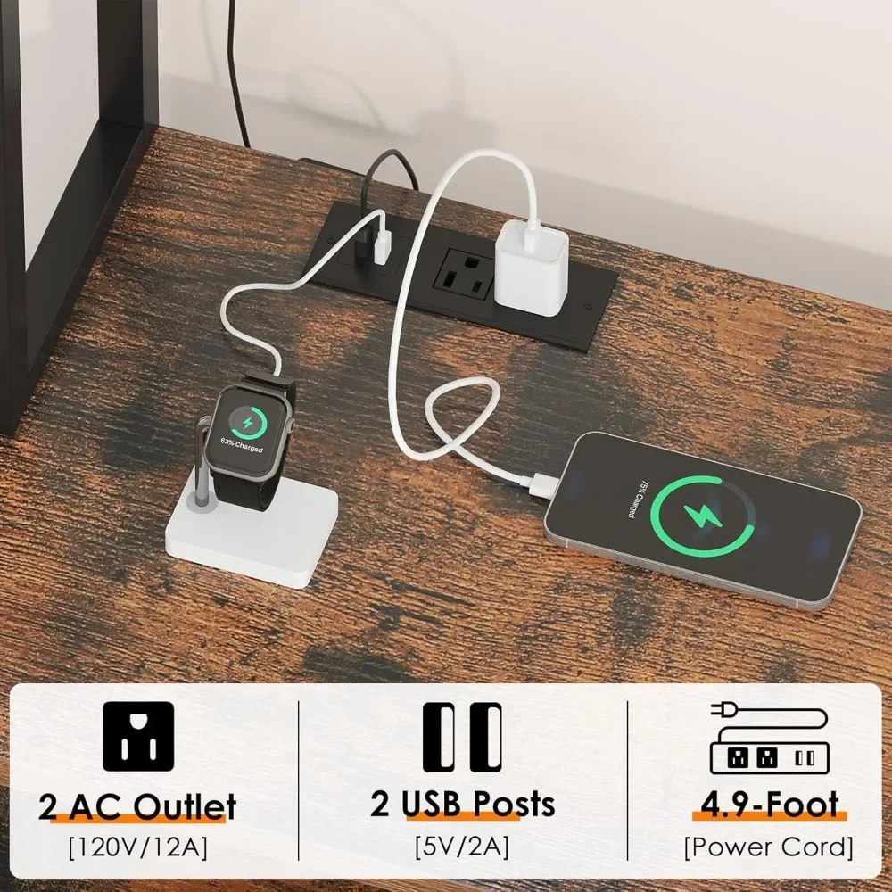 

Bakers Rack with Power Outlet and LED Light, 42.5 inch Industrial Coffee Bar Cabinet with Trash Can Storage Bin, Customized