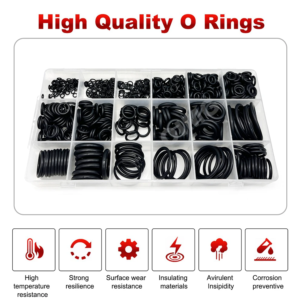 

770pcs Car Air Conditioning O-ring Washer Kit 18 Sizes Heat-resistant Rubber Seal Ring Gaskets Auto Repair Accessories