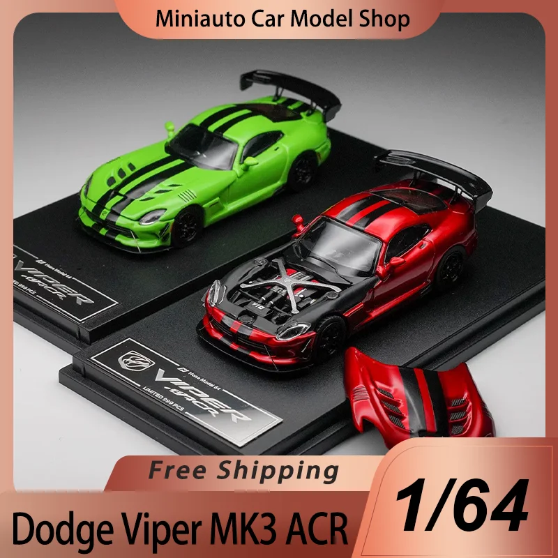 Nuevo en Stock, Modelo Hone 1:64 Dodge Viper Mk3 ACR, Miniatura de Aleación Fundida a Presión, Cubierta Frontal Magnética, Juguetes de Auto Deportivo Dodge Viper