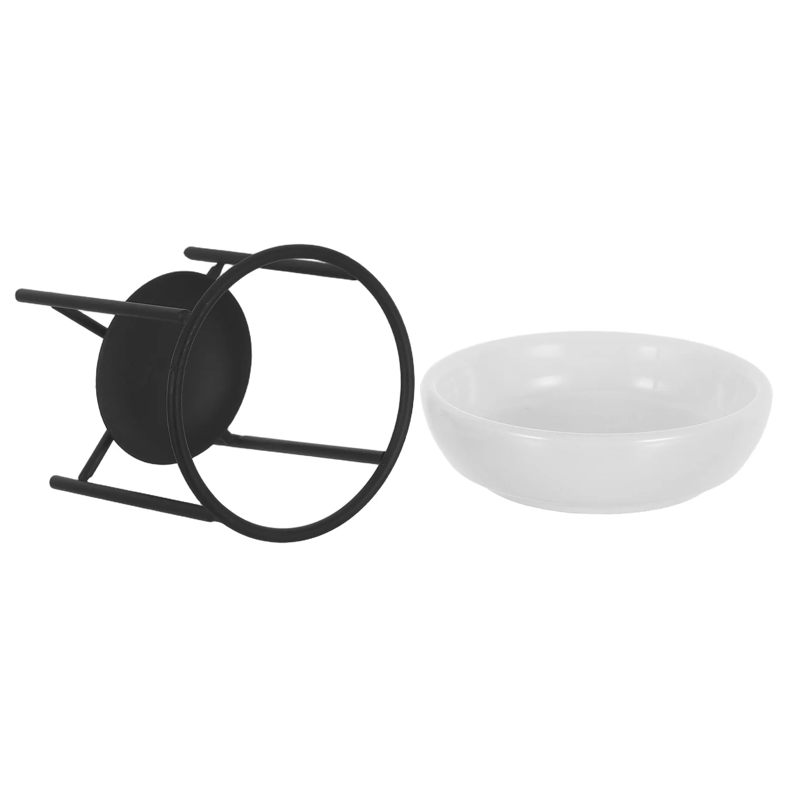 

1Set Black Ceramic Aromatherapy Oil Warmer Spillproof Design High-Rim Bowl Four-Leg Stability Stand for Essential Oils Wax Melts