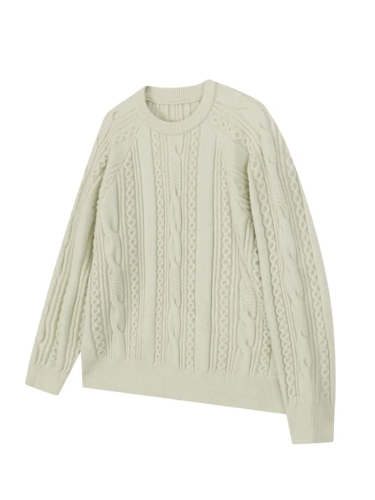 

BLAZECLO Autumn Winter Thiened Color Knitted Sweater round Ne Twist Purl Versatile Warm Faionable Women's Top