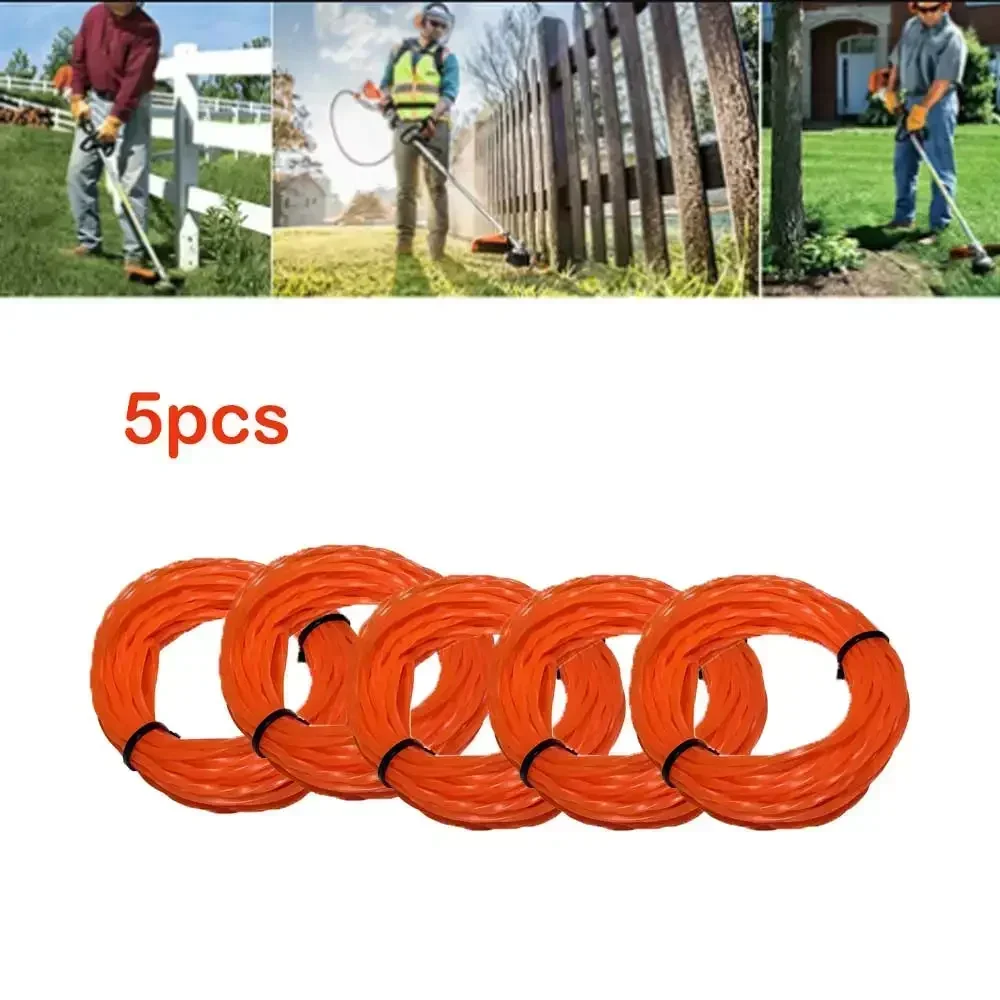 Straw Rope Durable Grass Rope High Quality Nylon Orange 100% New 5M Line Length Strimmer Line String Trimmer Parts