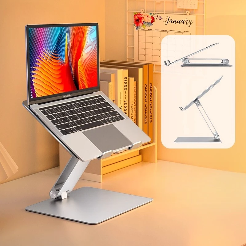 

Laptop Notebook Riser Stand Holder Aluminum Alloy Adjustable Computer Cooling Pad Foldable Storage Stand For iPad Tablet