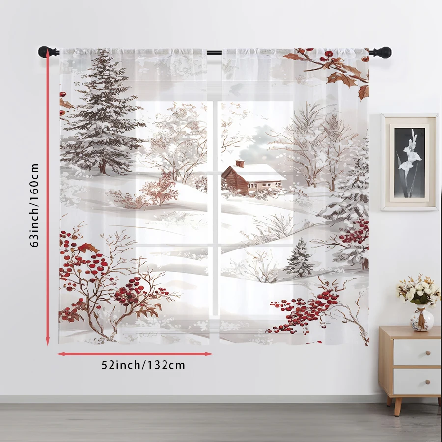 2PCS Sheer Curtains Winter Sno - đánh giá và giá Curtain Sheer Voile