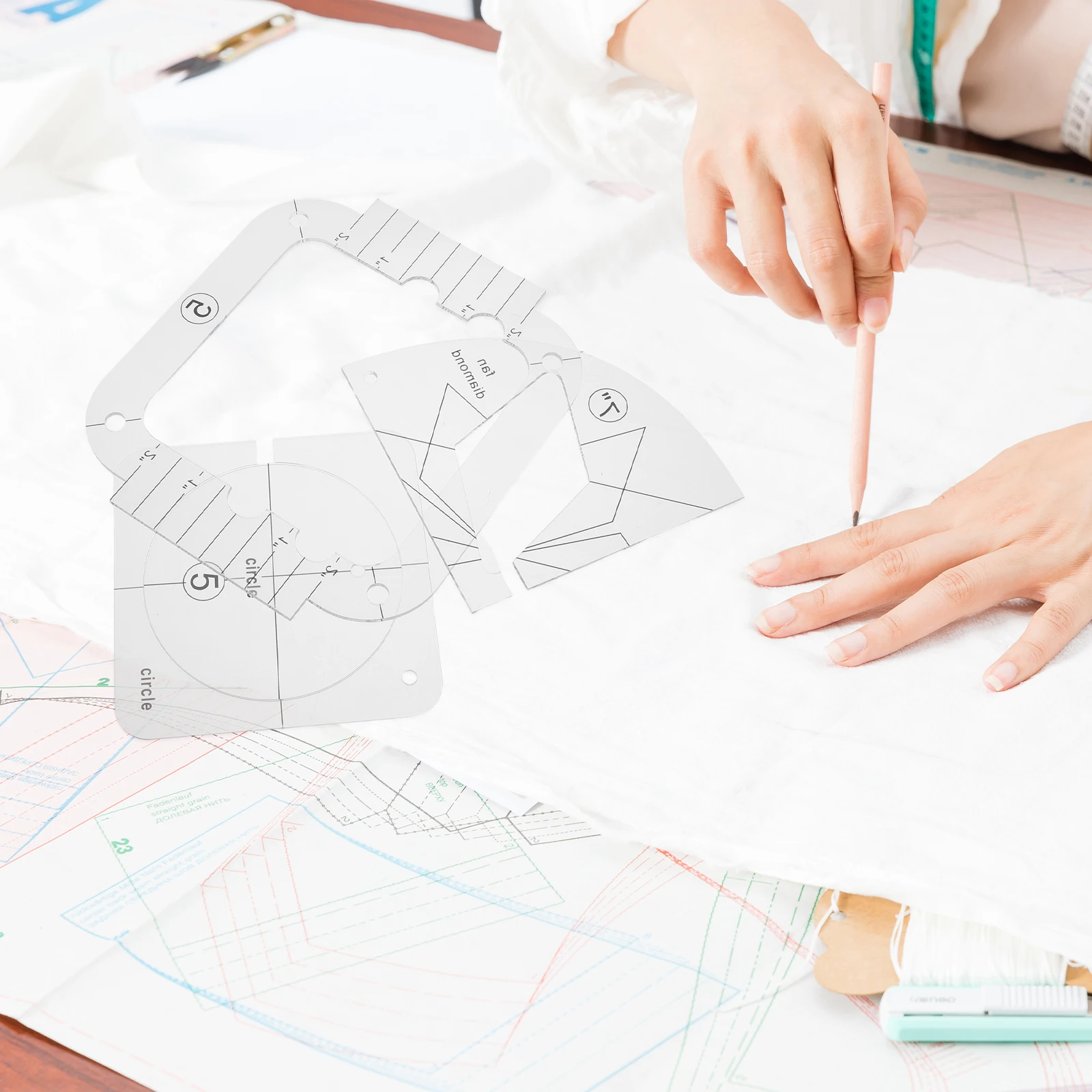 3Pcs Acrylic Sewing Patchwork Ruler DIY Quilting Template Set Non-Slip Quilting Accessories Sewing Guide Tools