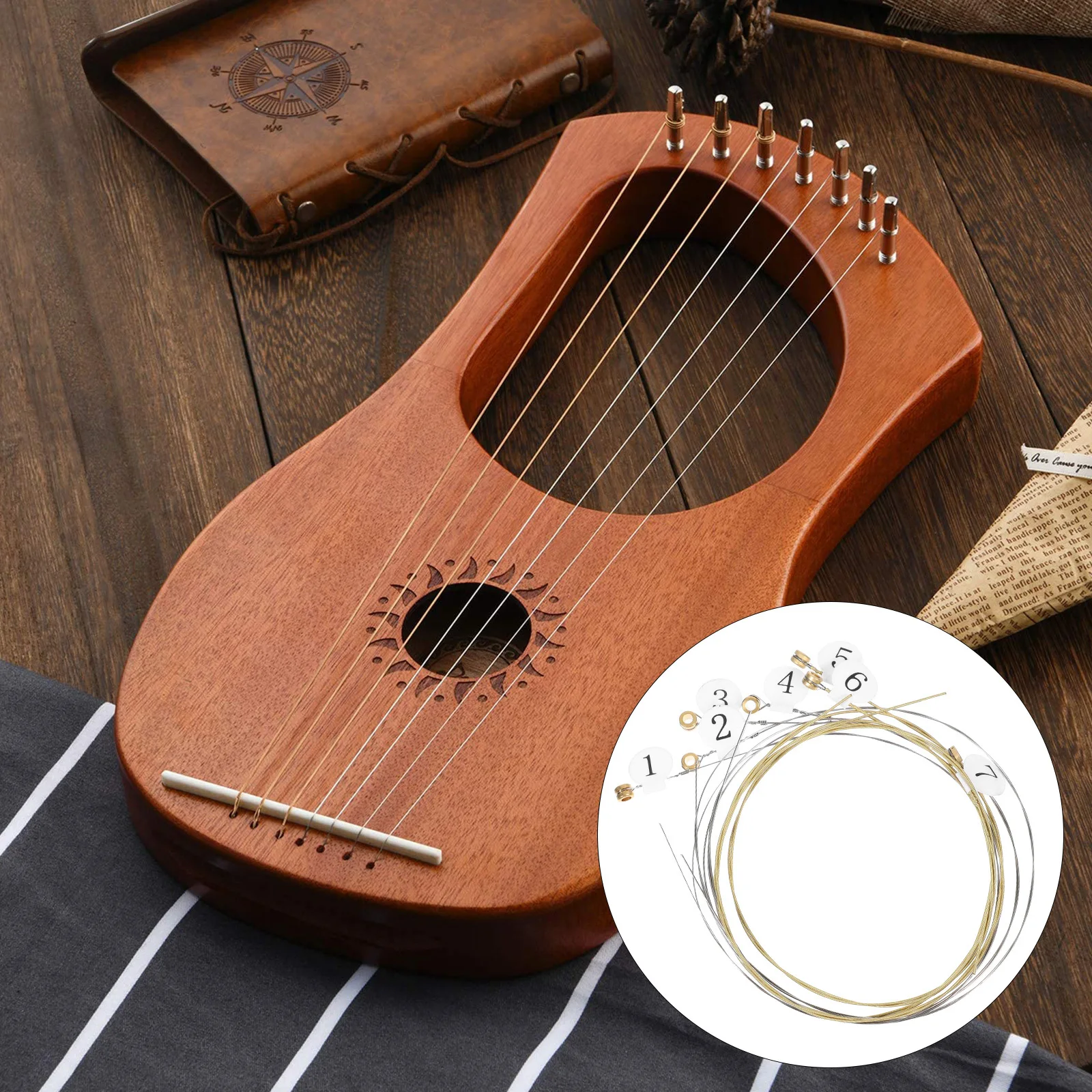 

7 String x Lyre Harp Replacement Metal Lyre Harp String Kits Music String Parts for Lyre Harp Maintenance Accessories