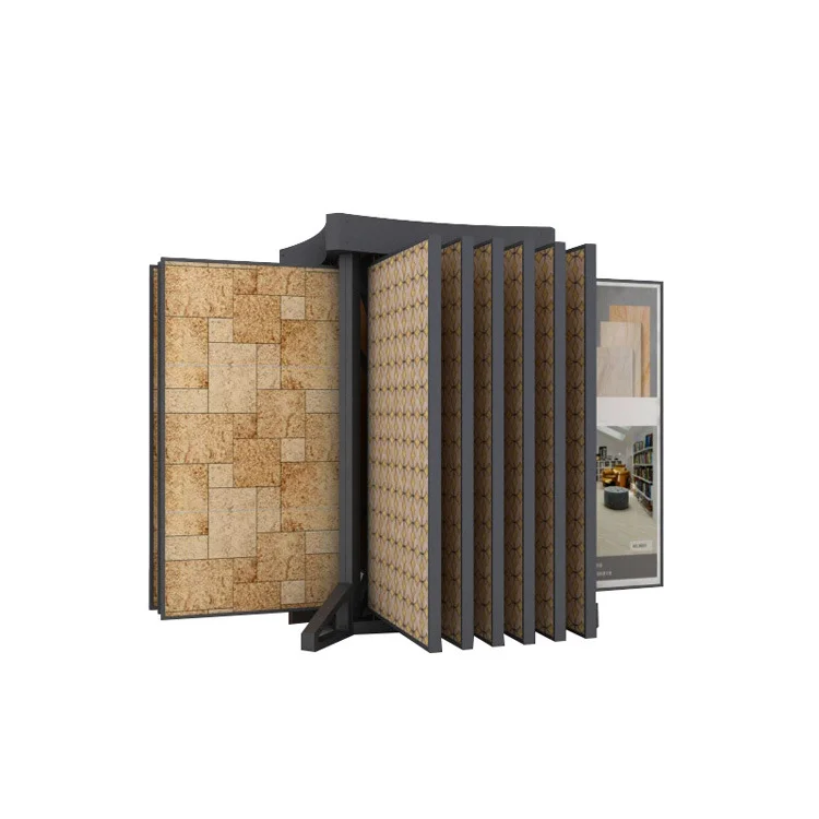 Estante de Metal con Diseño Moderno para Exhibición de Azulejos, Piedra y Cuarzo, Estante Popular de Piedra Artificial para Carteles Publicitarios y Marcos de Tableros de Exhibición